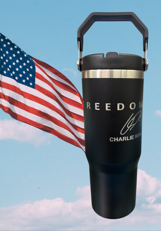 Freedom 30oz stainless steel double sided engraved water bottles
