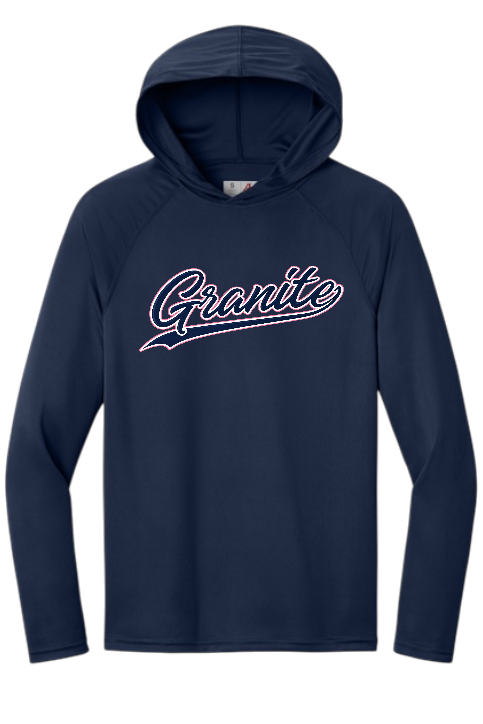 Granite Ball Club Script performance long sleeve hooded tshirt