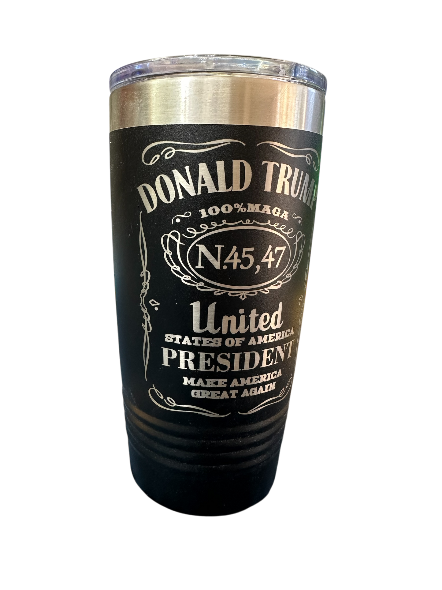 Trump 45 & 47 whiskey inspired tumbler