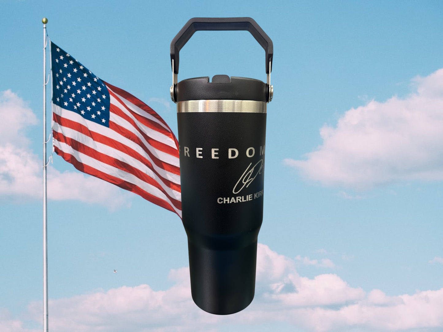 Freedom 30oz stainless steel double sided engraved water bottles