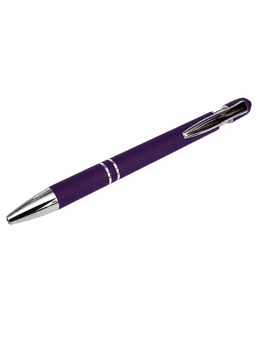 Purple ball point pen with stylus tip