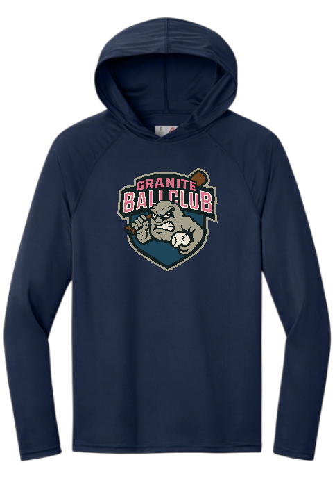 Granite Ball Club Logo performance long sleeve hooded tshirt
