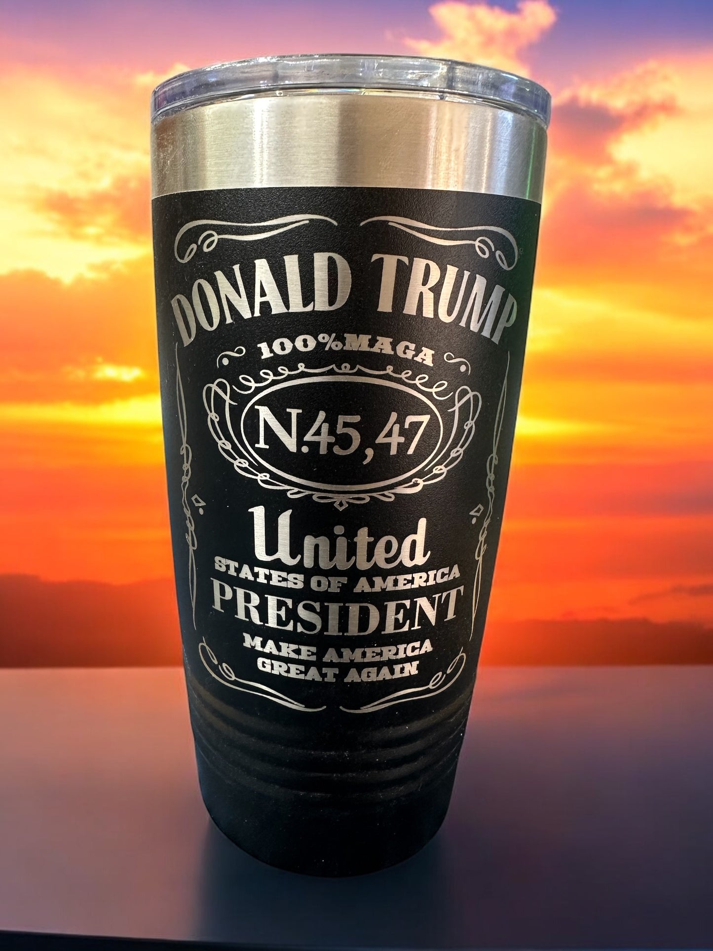 Trump 45 & 47 whiskey inspired tumbler