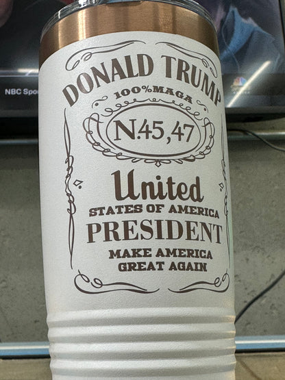 Trump 45 & 47 whiskey inspired tumbler