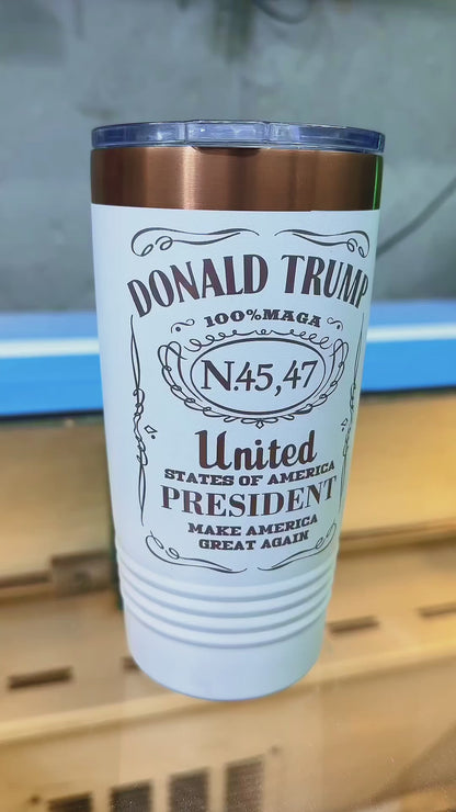 Trump 45 & 47 whiskey inspired tumbler